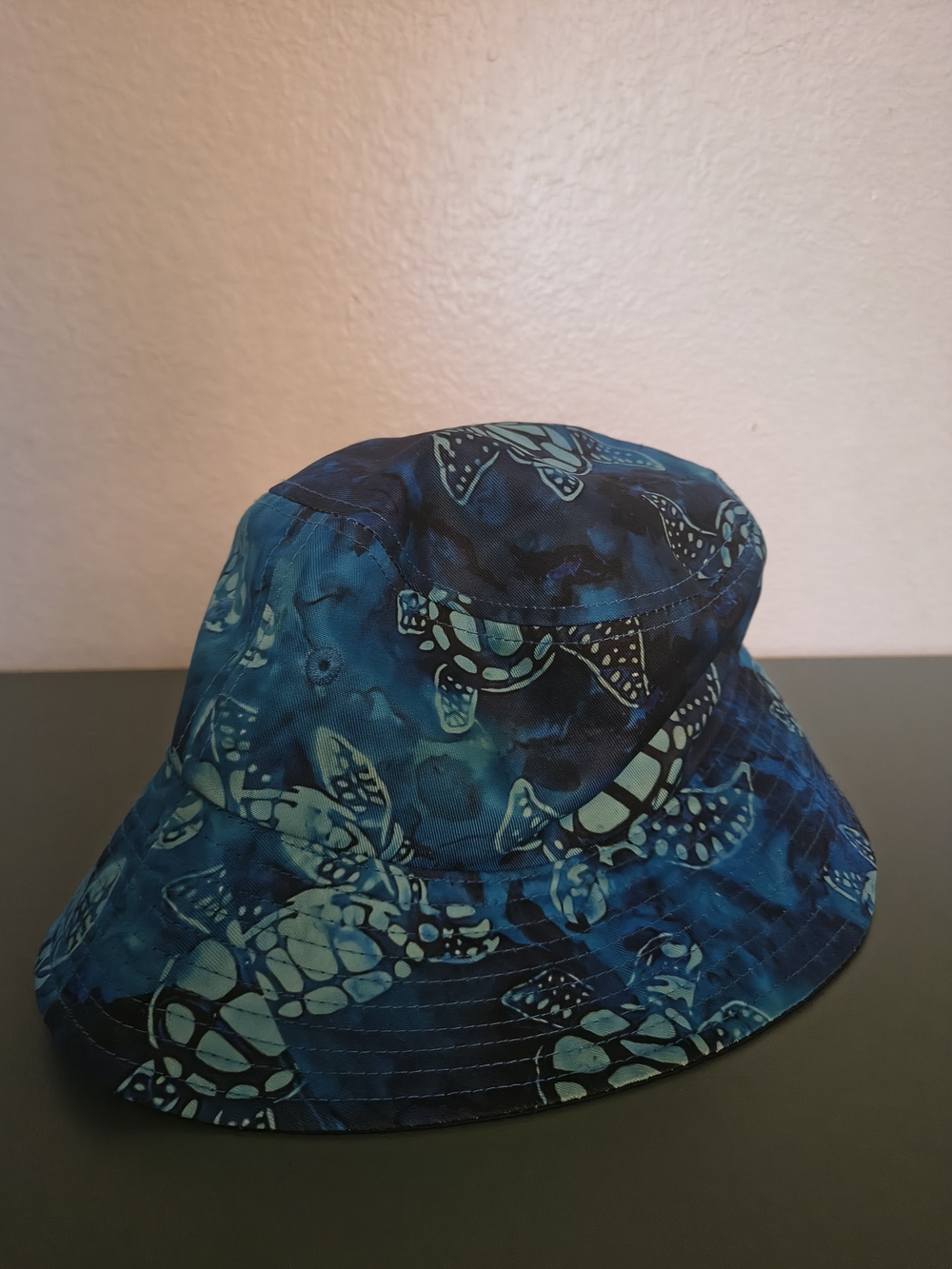 Kids Blue Turtle Print Bucket Hat